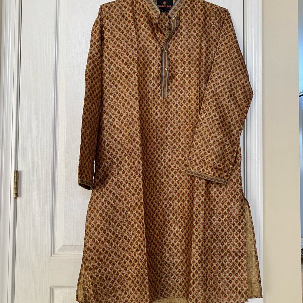 Printed Kurta Tunic in Mustard and Maroon new